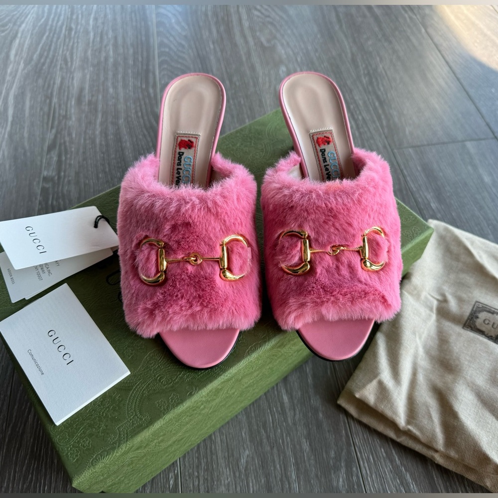 Gucci Fur Mules Sandals Heels